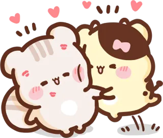 🤗 cute, kawaii, animals, hearts, friendship, love, adorable, cartoon telegram sticker