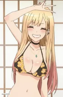 ✌️ Marin Kitagawa My Dress-Up Darling 애니메이션, 비키니, 소녀, 키타가와 마린, 최애의 아이, 팬아트 telegram sticker