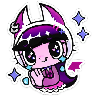 🥺 kawaii, murciélago, lindo, dibujos animados, estrellas, monstruo telegram sticker