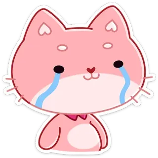 🥲 кот, плачет, розовый, грустный, милый, животное telegram sticker