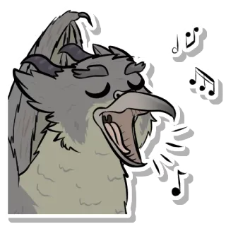 🎶 grifo, fantasia, criatura mítica, cantando, notas musicais, pássaro, animal, desenho animado whatsapp sticker