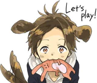 😃 Let's Play! Anime, Anjing, Lucu, Bermain, Kartun telegram sticker