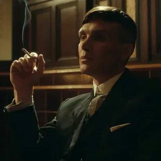 🚬 Tommy Shelby Peaky Blinders smoking, man, portrait, cigarette, Peaky Blinders, Tommy Shelby telegram sticker