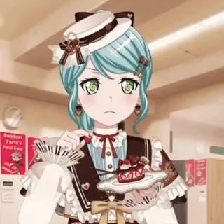 🍟 dziewczyna anime, słodkie, deser, postać anime, ilustracja telegram sticker