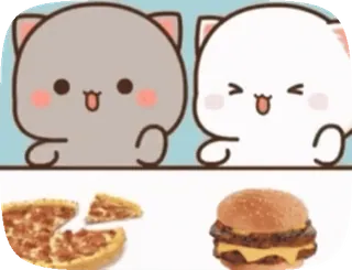 🍔 gatto, carino, adesivo, cibo, pizza, hamburger telegram sticker
