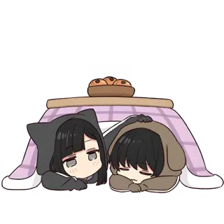 ☺️ Аниме, Милый, Друзья, Сон, Каваий, Зима telegram sticker