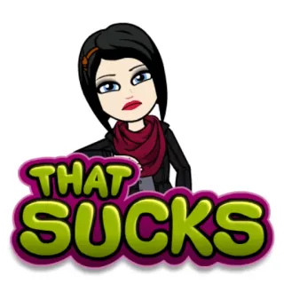 😢 THAT SUCKS Bitmoji, ステッカー, 最悪, 表情, 女性 telegram sticker