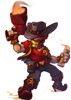 😏 Personaggio, Cowboy, Cartone animato, Pistole, Fuoco, Western telegram sticker