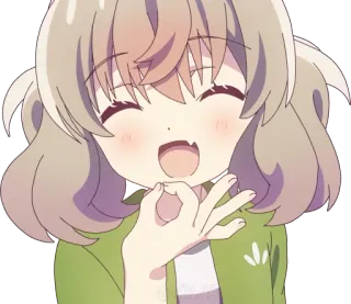 👌 Anime, Postać, Słodki, Dziewczyna, Szczęśliwy, Uśmiechnięty whatsapp sticker