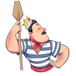 👑 hoạt hình, người đàn ông, vương miện, mái chèo, nhân vật, vua telegram sticker