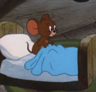 🖤 Jerry Mouse Tom and Jerry Cartoon, Maus, Bett, schläfrig, animiert telegram sticker