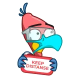 🦠 KEEP DISTANSE птица, социальная дистанция, ковид, коронавирус, маска, безопасность, мультфильм telegram sticker