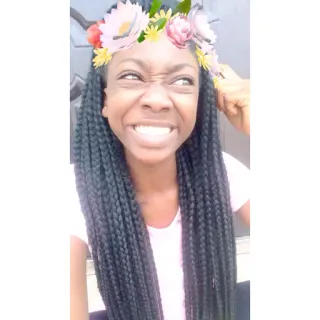 😬 coroa de flores, selfie, mulher, tranças, retrato, rosto telegram sticker