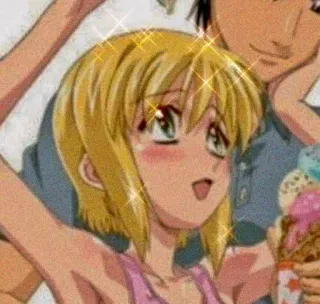 🚗 Anime, Gadis, Es krim, Pirang, Kartun telegram sticker