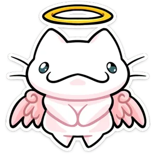😇 angel, cat, cute, halo, wings, kawaii telegram sticker