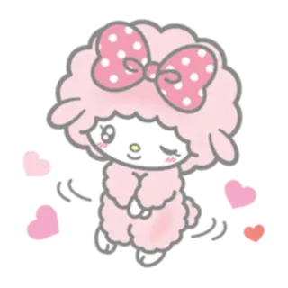☺️ овца, розовый, милый, бант, сердечки, мультик whatsapp sticker