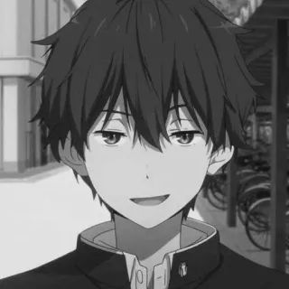 🕸 Anime, Menino, Monocromático, Retrato telegram sticker