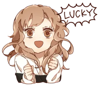 👩 LUCKY! Glück, Anime, Cartoon, Feier, Jubel, Freude telegram sticker