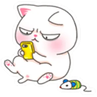 😾 chat, dessin animé, mignon, animal, téléphone, souris, emoji, autocollant telegram sticker