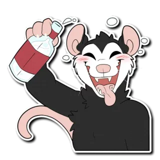 🍺 opossum, binatang, mabuk, kartun, alkohol, pesta whatsapp sticker