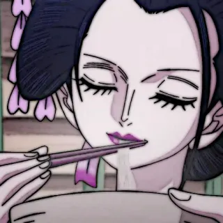 📜 Komurasaki One Piece 动漫, 海贼王, 小紫, 女人, 筷子, 吃饭 telegram sticker