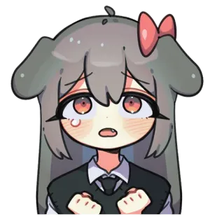 🎀 gadis anime, imut, kawaii, telinga anjing, sedih, emosional whatsapp sticker