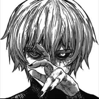 🤩 Anime, Manga, Portret, Grijstinten, Personage, Tekening, Kunst telegram sticker