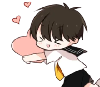 ❤ anime, cartoon, cute, boy, heart, love whatsapp sticker