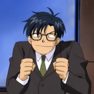 ✊ Anime, Mann, Anzug, Brille, Ausdruck telegram sticker