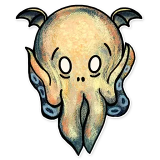 😱 cthulhu, monstro, criatura, fantasia, polvo, fofo, asas, adesivo telegram sticker