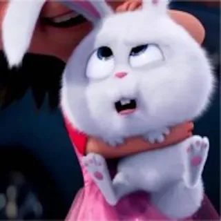☺️ Snowball The Secret Life of Pets lapin, mignon, animal, blanc, dessin animé, animal de compagnie, lapinou telegram sticker