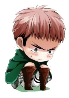😢 Jean Kirstein Attack on Titan Animé, Personnage, Jean Kirstein, Triste, Chibi telegram sticker