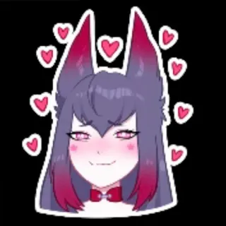 🤍 Anime, Fille renard, Coeurs, Mignon, Kawaii, Autocollant telegram sticker