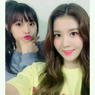 💙 coreano, asiático, mulheres, selfie, amigos, retrato whatsapp sticker