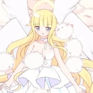☁️ ángel, anime, kawaii, lindo, alas, halo, dibujos animados whatsapp sticker