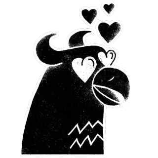😍 vache, animal, dessin animé, coeurs, amour, noir et blanc telegram sticker