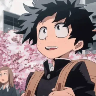 🥦 Izuku Midoriya My Hero Academia อนิเมะ, มังงะ, ชุดนักเรียน, กระเป๋าเป้, การ์ตูน, แอนิเมชัน telegram sticker
