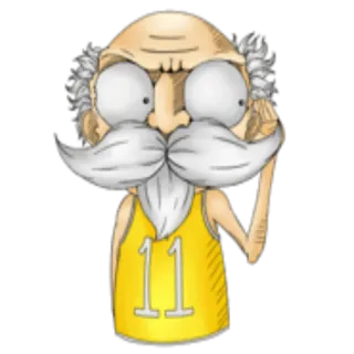 👂 11 cartoon, old man, jersey, basketball, character, illustration telegram sticker