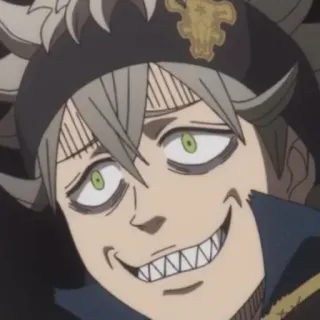 👑 Asta Black Clover Anime, Manga, Sonrisa, Sonrisa socarrona, Personaje, Divertido, Expresión telegram sticker