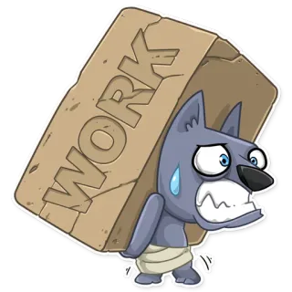 😰 WORK 일, 만화, 개, 동물, 부담, 스트레스, 피곤 telegram sticker