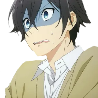 😰 anime, spaventato, espressione, preoccupato, personaggio telegram sticker