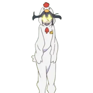 😈 курица, аниме, костюм животного, милый, желтые глаза telegram sticker