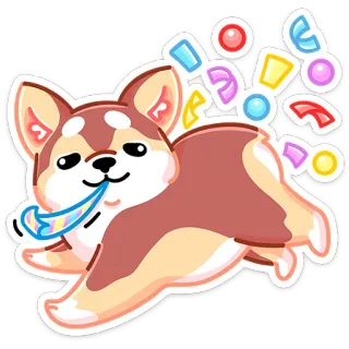 🎉 개, 동물, 축하, 파티, 귀여운, 만화 telegram sticker