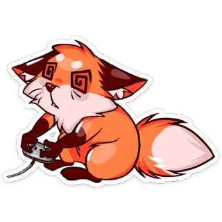 🎮 лиса, животное, игры, мультфильм, контроллер whatsapp sticker
