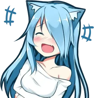 ✔ ãŽŠ Аниме, Девушка-кошка, Каваий, Милый, Румянец, Счастливый telegram sticker