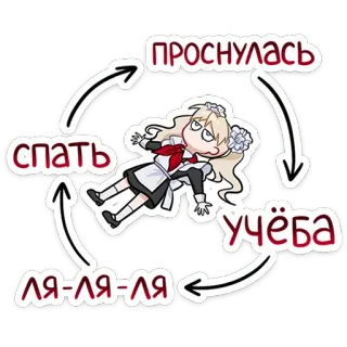 😵 ПРОСНУЛАСЬ
учёба
СПАТЬ
ля-ля-ля аниме, девочка, школьная форма, велосипед, сон, пробуждение, учеба whatsapp sticker