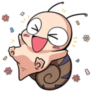 🎉 การ์ตูน, หอยทาก, มีความสุข, น่ารัก, สัตว์, คาวาอิ telegram sticker