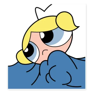 😞 Bubbles The Powerpuff Girls cartone animato, ragazza, Powerpuff, bionda, triste telegram sticker