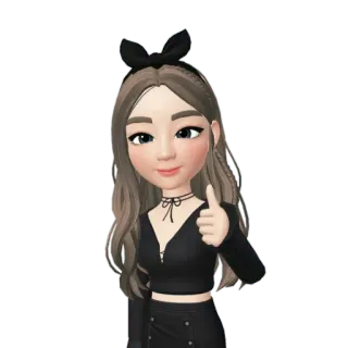 🖤 cartoon, avatar, woman, thumbs up, positive, gesture whatsapp sticker