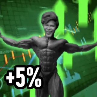 💪 +5% Meme, Culturista, Acciones, Finanzas, Ganancia whatsapp sticker